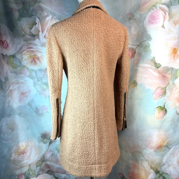 Calvin Klein Asymmetrical Zip Caramel Camel Wool Coat - Picture 6 of 7